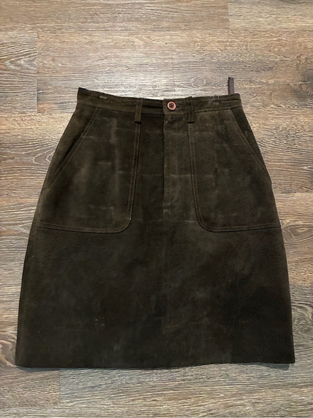 Vintage High Sierra Dark chocolate Brown Suede Mini Skirt with Patch Pockets